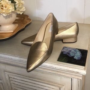 Gorgeous Gold Leather Cole Haan Skimmers